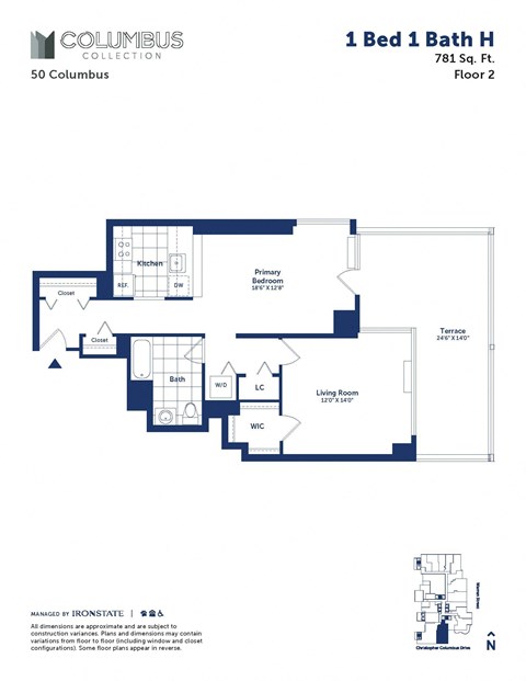 the typical floor plan of a 1 bed 1 bath house